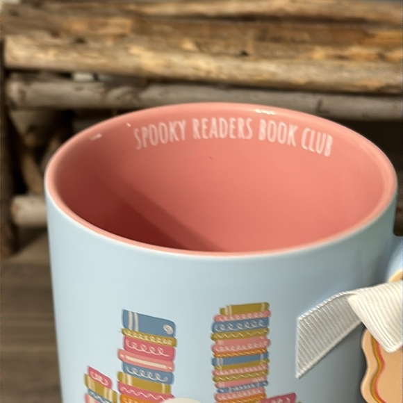 Spooky Readers Book Club Ghost Reading a Book Soft Touch Blue Pink Coffee Mug - Picture 8 of 11